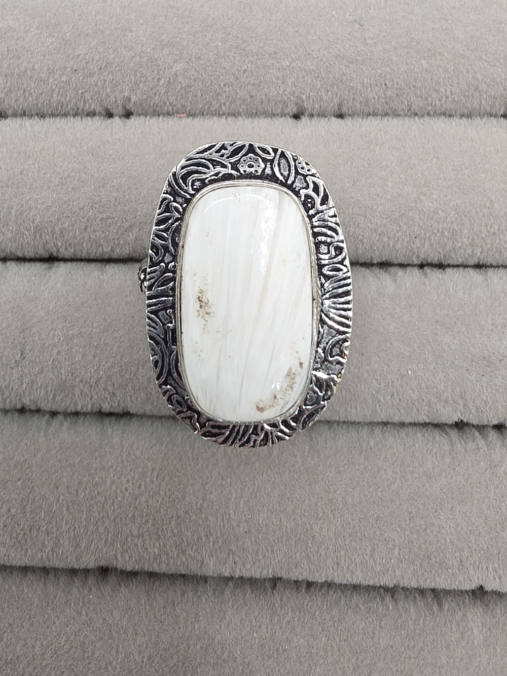 Wild Horse Stone Silver Plated Statement Ring Size 8 1/2